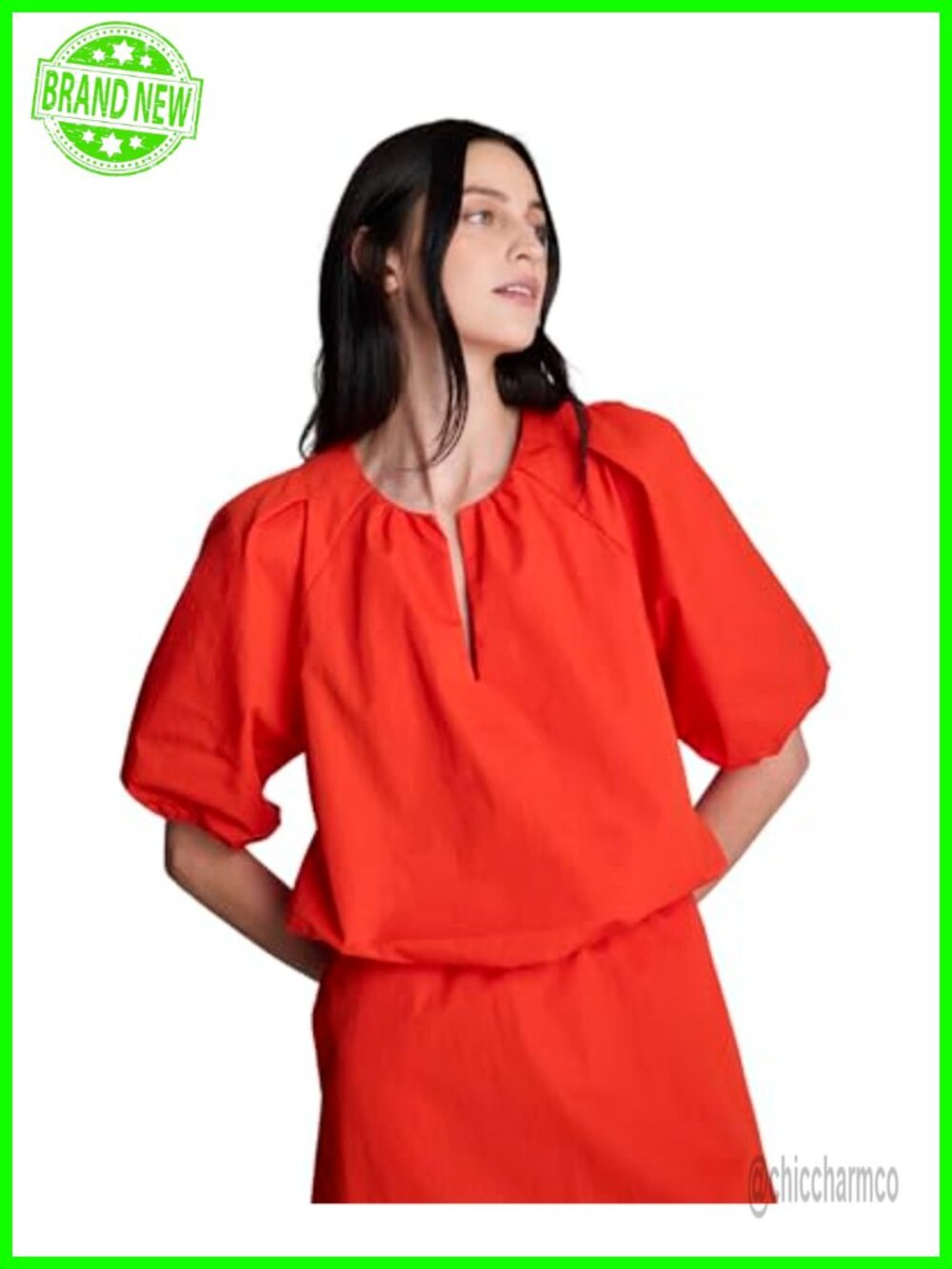 Puff Sleeve Cropped Cotton Top
